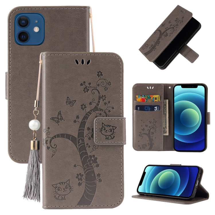 For iPhone 12 mini Embossed Lucky Tree Horizontal Flip Leather Case with Holder & Card Slot & Wallet & Lanyard
