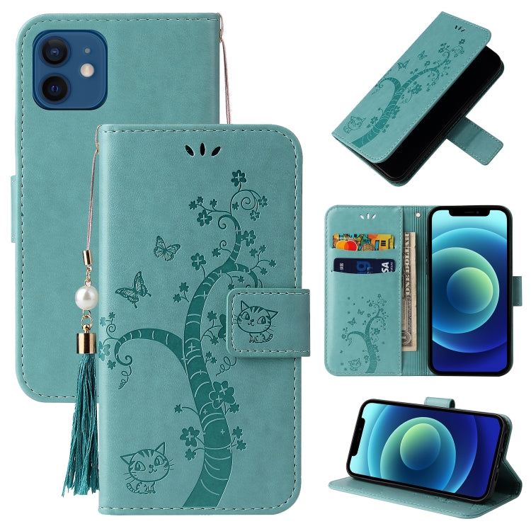 For iPhone 12 mini Embossed Lucky Tree Horizontal Flip Leather Case with Holder & Card Slot & Wallet & Lanyard