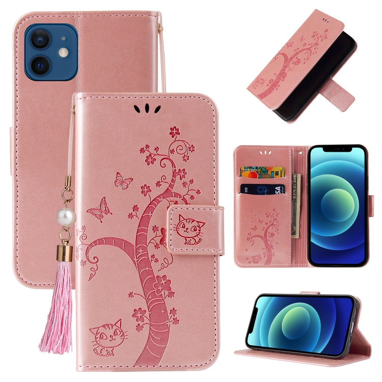 For iPhone 12 mini Embossed Lucky Tree Horizontal Flip Leather Case with Holder & Card Slot & Wallet & Lanyard