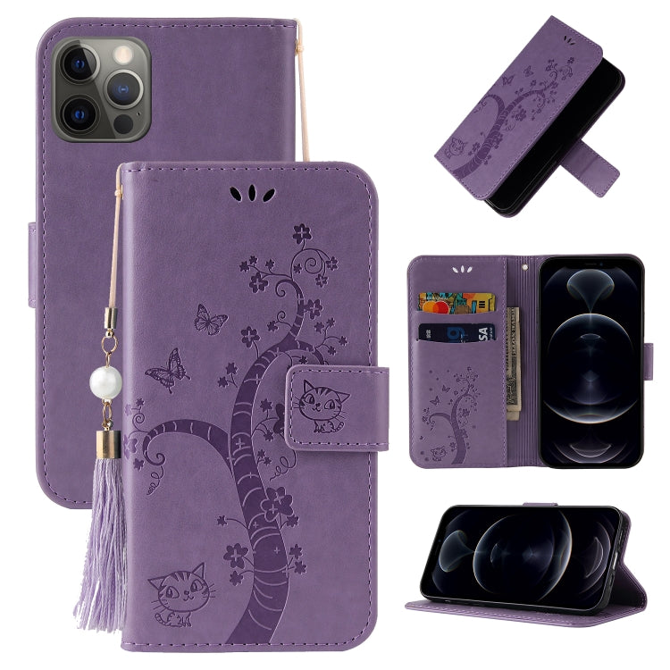 For iPhone 12 Pro Embossed Lucky Tree Horizontal Flip Leather Case with Holder & Card Slot & Wallet & Lanyard