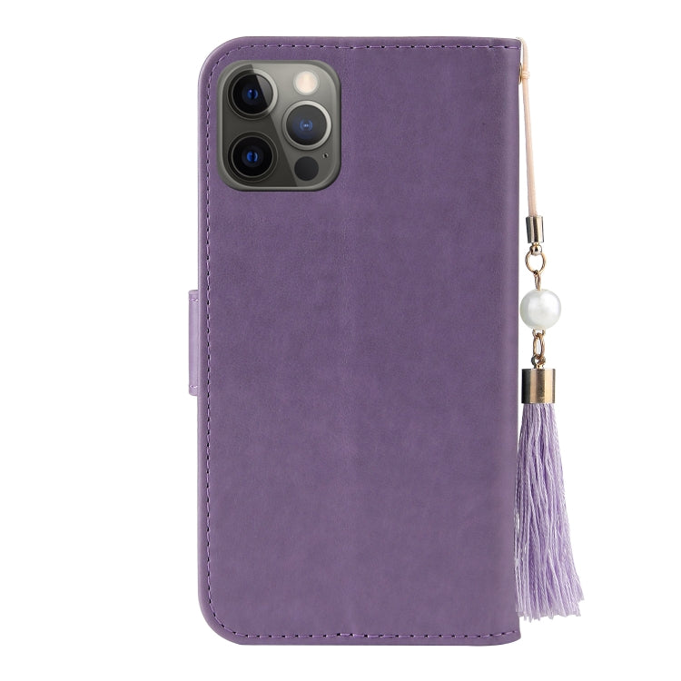For iPhone 12 Pro Embossed Lucky Tree Horizontal Flip Leather Case with Holder & Card Slot & Wallet & Lanyard