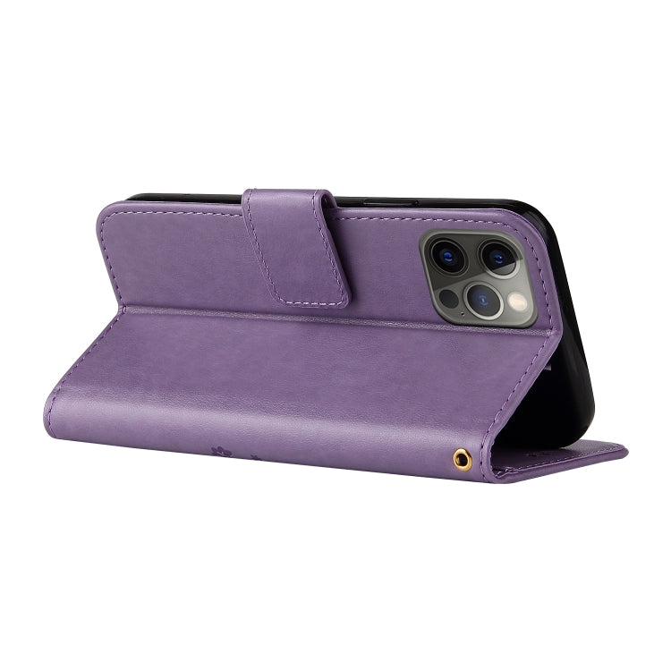 For iPhone 12 Pro Embossed Lucky Tree Horizontal Flip Leather Case with Holder & Card Slot & Wallet & Lanyard