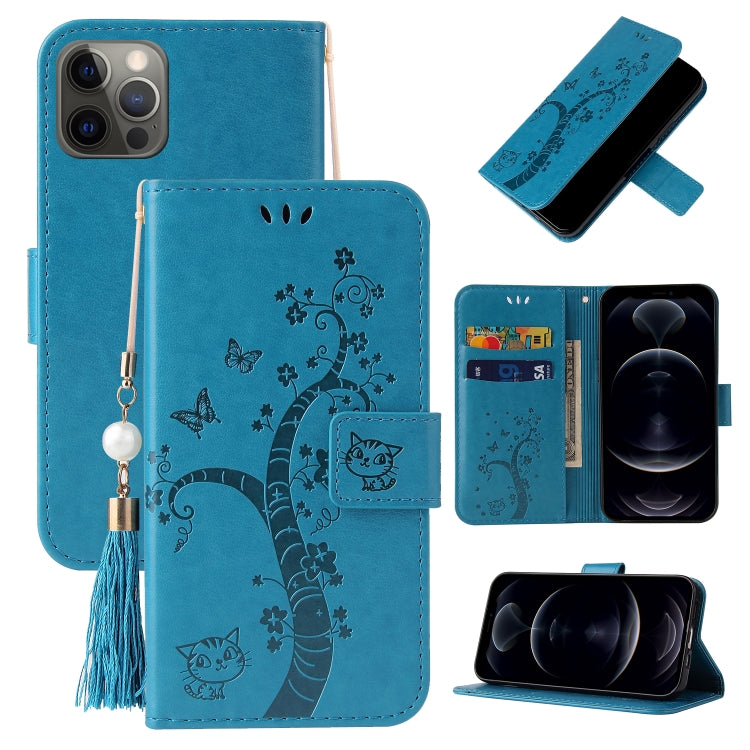 For iPhone 12 Pro Embossed Lucky Tree Horizontal Flip Leather Case with Holder & Card Slot & Wallet & Lanyard