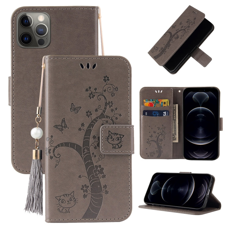 For iPhone 12 Pro Embossed Lucky Tree Horizontal Flip Leather Case with Holder & Card Slot & Wallet & Lanyard