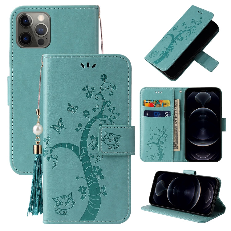 For iPhone 12 Pro Embossed Lucky Tree Horizontal Flip Leather Case with Holder & Card Slot & Wallet & Lanyard