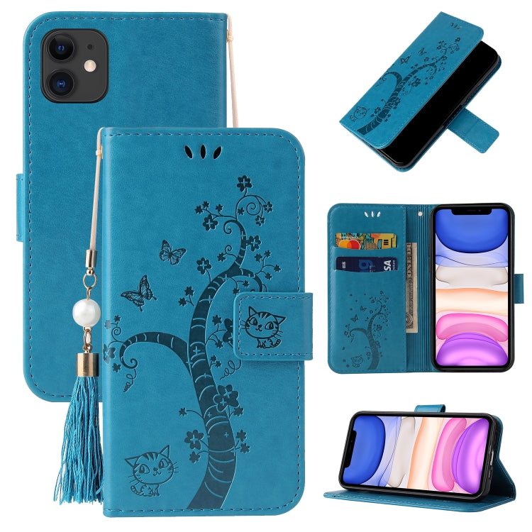For iPhone 11 Embossed Lucky Tree Horizontal Flip Leather Case with Holder & Card Slot & Wallet & Lanyard