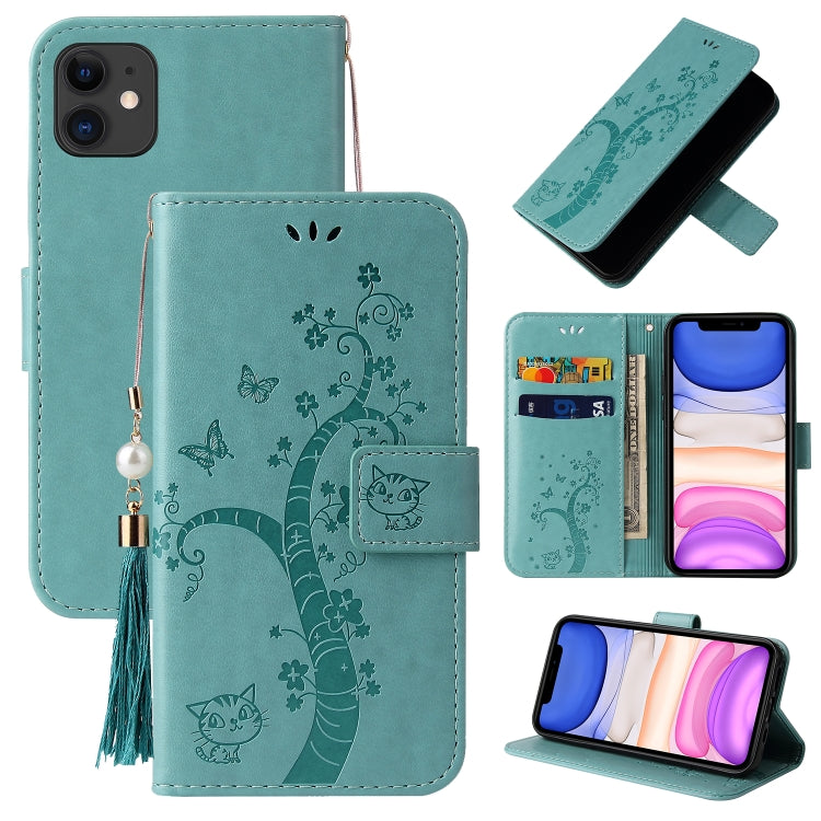 For iPhone 11 Embossed Lucky Tree Horizontal Flip Leather Case with Holder & Card Slot & Wallet & Lanyard