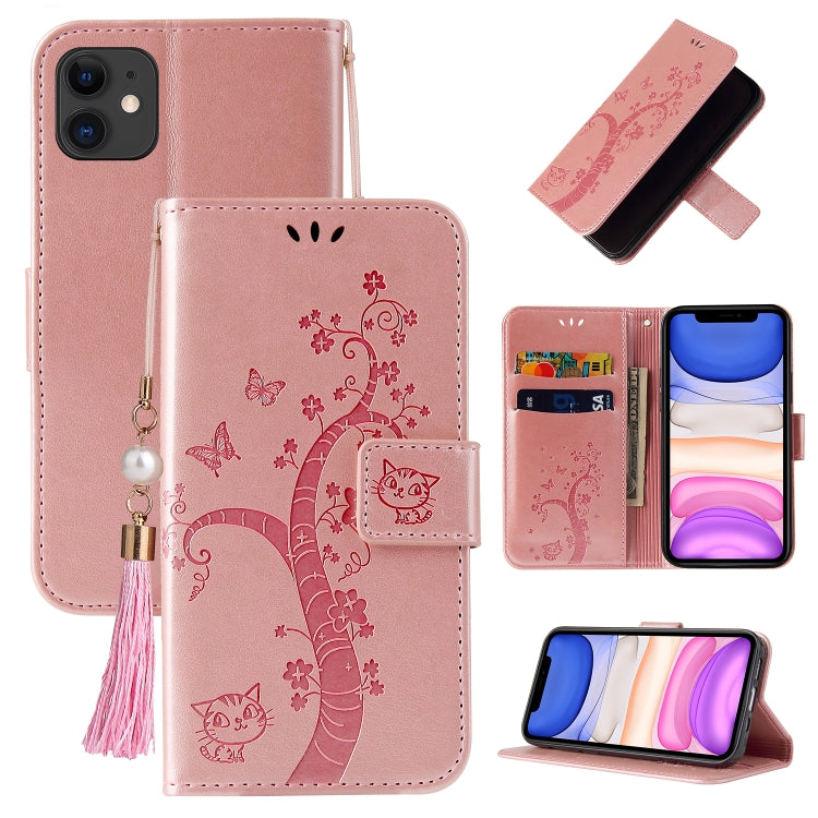 For iPhone 11 Embossed Lucky Tree Horizontal Flip Leather Case with Holder & Card Slot & Wallet & Lanyard
