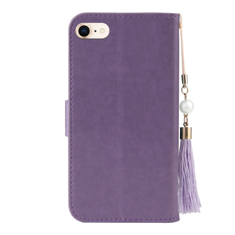 For iPhone SE 2022 / SE 2020 / 8 / 7 Embossed Lucky Tree Horizontal Flip Leather Case with Holder & Card Slot & Wallet & Lanyard