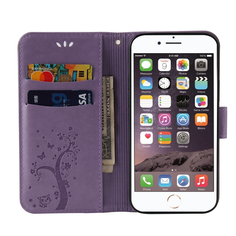 For iPhone SE 2022 / SE 2020 / 8 / 7 Embossed Lucky Tree Horizontal Flip Leather Case with Holder & Card Slot & Wallet & Lanyard