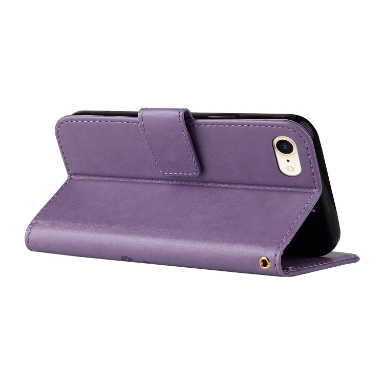 For iPhone SE 2022 / SE 2020 / 8 / 7 Embossed Lucky Tree Horizontal Flip Leather Case with Holder & Card Slot & Wallet & Lanyard