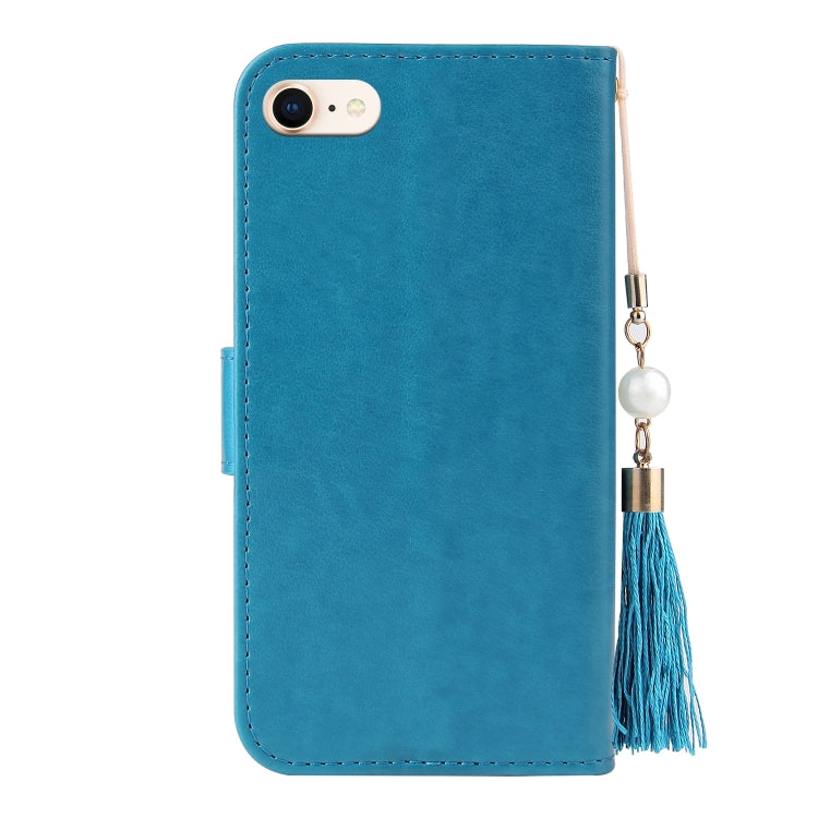 For iPhone SE 2022 / SE 2020 / 8 / 7 Embossed Lucky Tree Horizontal Flip Leather Case with Holder & Card Slot & Wallet & Lanyard