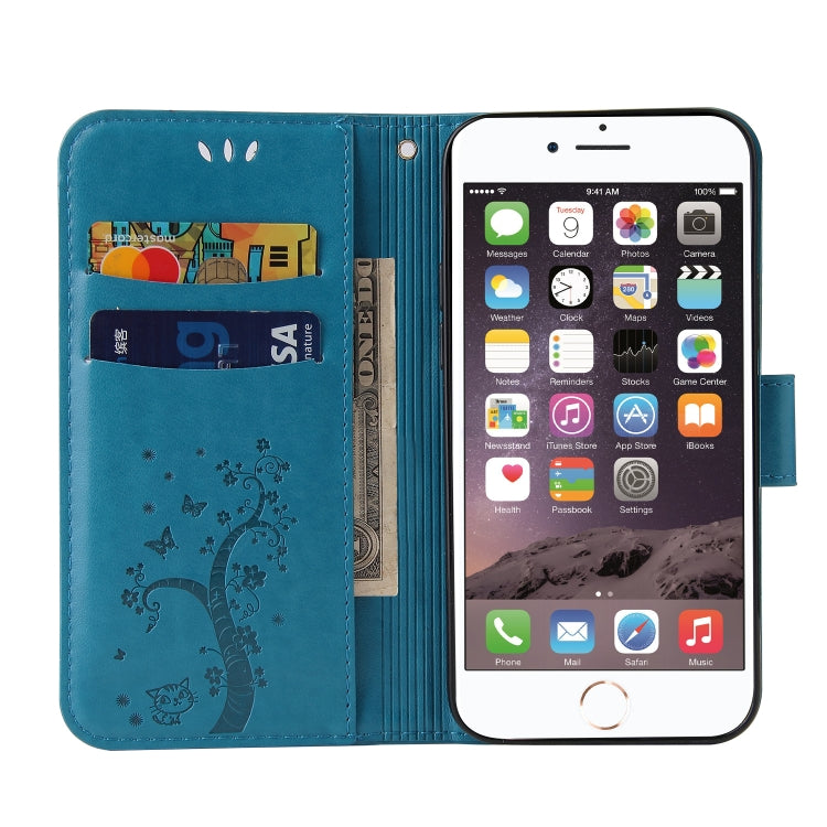 For iPhone SE 2022 / SE 2020 / 8 / 7 Embossed Lucky Tree Horizontal Flip Leather Case with Holder & Card Slot & Wallet & Lanyard
