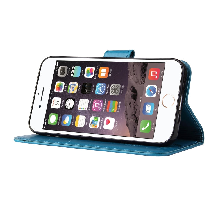 For iPhone SE 2022 / SE 2020 / 8 / 7 Embossed Lucky Tree Horizontal Flip Leather Case with Holder & Card Slot & Wallet & Lanyard