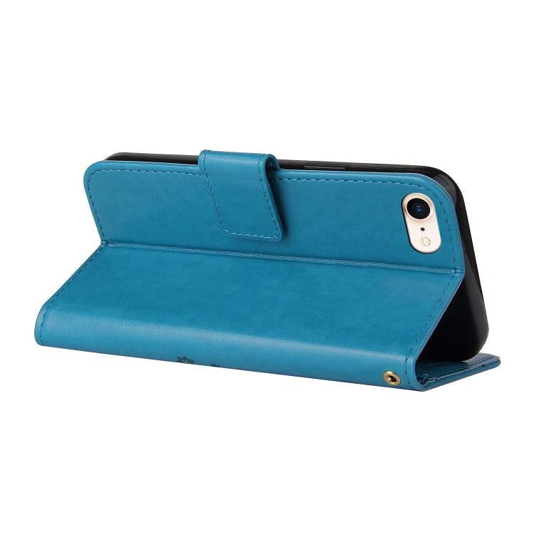 For iPhone SE 2022 / SE 2020 / 8 / 7 Embossed Lucky Tree Horizontal Flip Leather Case with Holder & Card Slot & Wallet & Lanyard