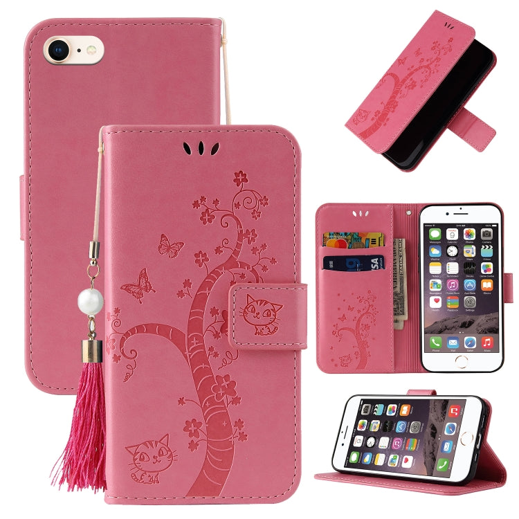 For iPhone SE 2022 / SE 2020 / 8 / 7 Embossed Lucky Tree Horizontal Flip Leather Case with Holder & Card Slot & Wallet & Lanyard