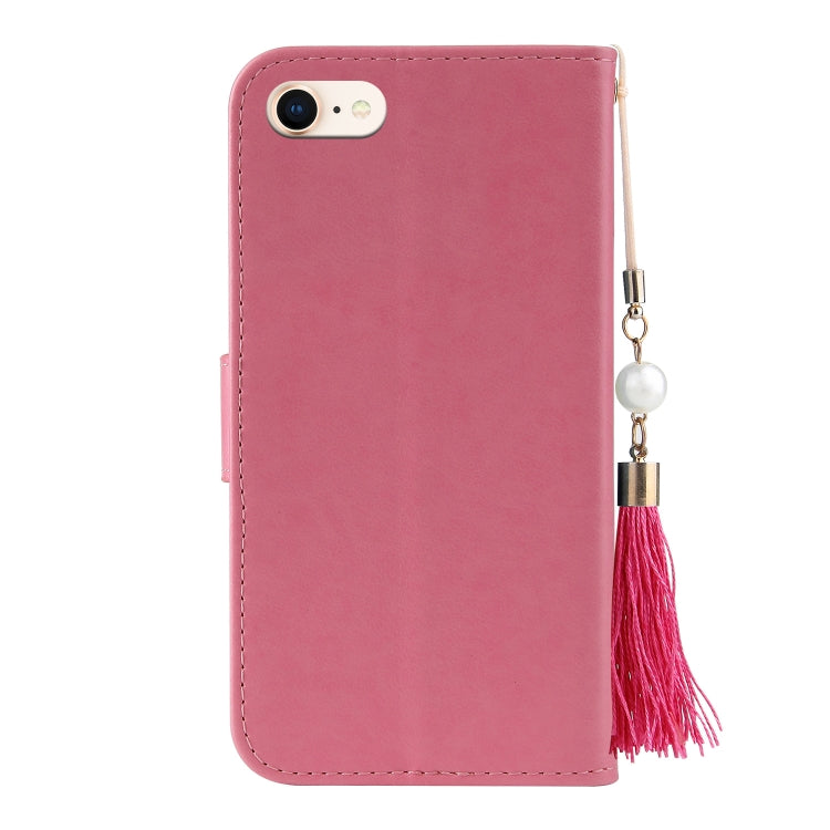 For iPhone SE 2022 / SE 2020 / 8 / 7 Embossed Lucky Tree Horizontal Flip Leather Case with Holder & Card Slot & Wallet & Lanyard