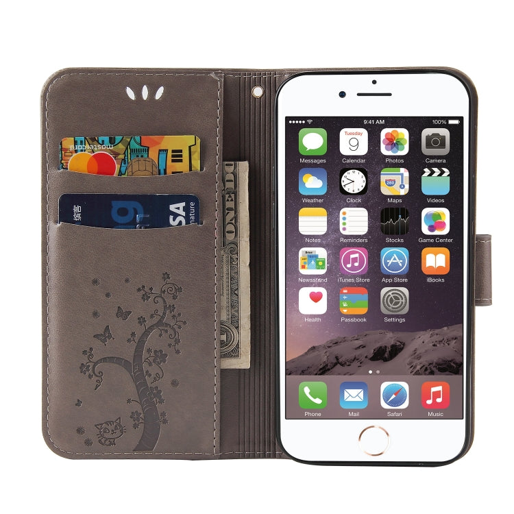For iPhone SE 2022 / SE 2020 / 8 / 7 Embossed Lucky Tree Horizontal Flip Leather Case with Holder & Card Slot & Wallet & Lanyard