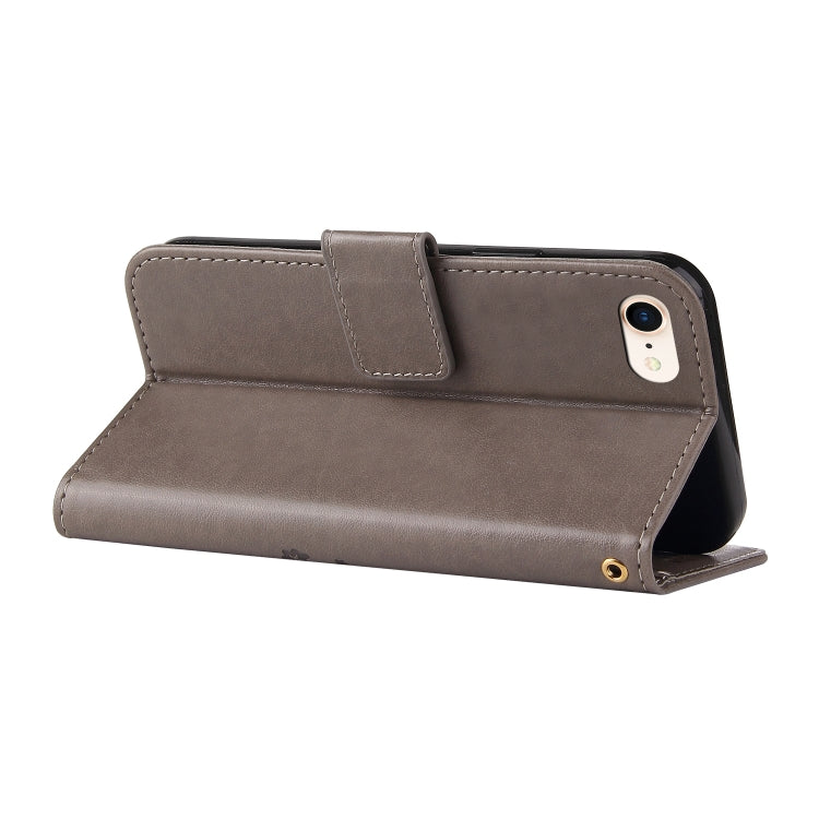 For iPhone SE 2022 / SE 2020 / 8 / 7 Embossed Lucky Tree Horizontal Flip Leather Case with Holder & Card Slot & Wallet & Lanyard