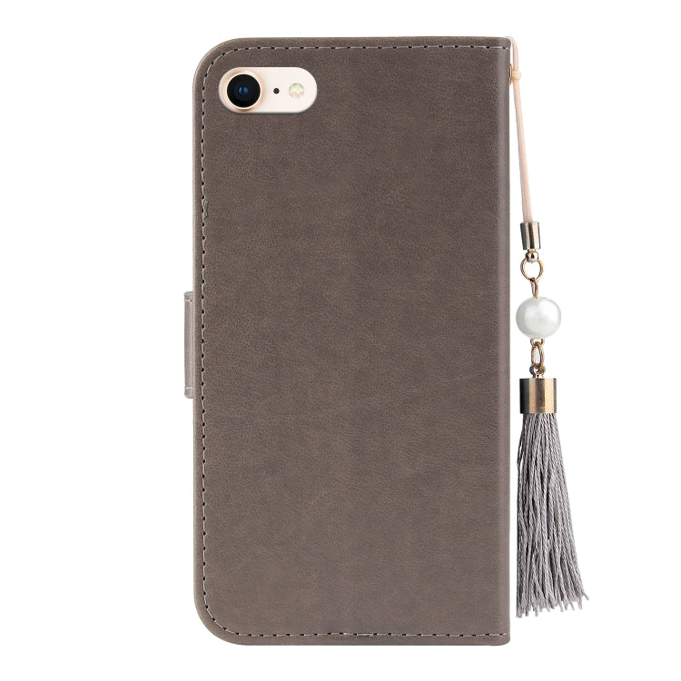 For iPhone SE 2022 / SE 2020 / 8 / 7 Embossed Lucky Tree Horizontal Flip Leather Case with Holder & Card Slot & Wallet & Lanyard