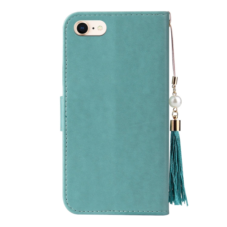 For iPhone SE 2022 / SE 2020 / 8 / 7 Embossed Lucky Tree Horizontal Flip Leather Case with Holder & Card Slot & Wallet & Lanyard