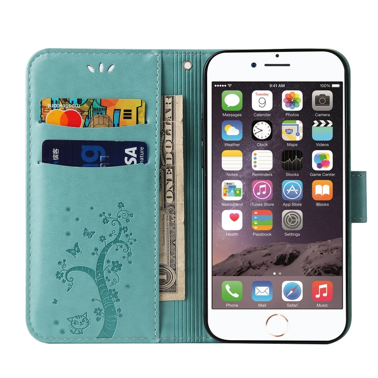 For iPhone SE 2022 / SE 2020 / 8 / 7 Embossed Lucky Tree Horizontal Flip Leather Case with Holder & Card Slot & Wallet & Lanyard