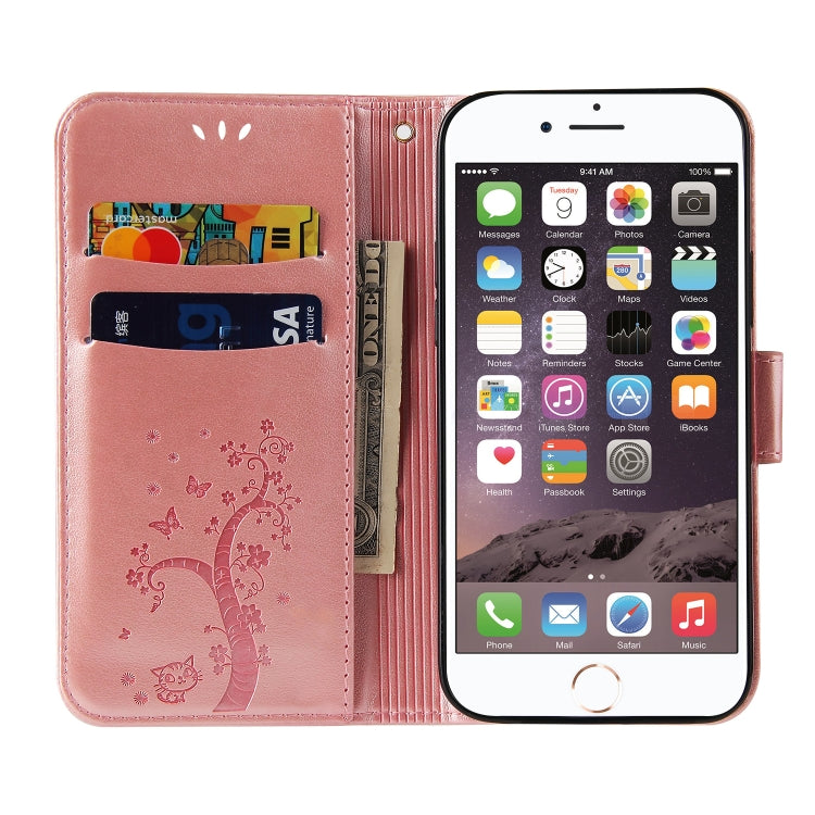 For iPhone SE 2022 / SE 2020 / 8 / 7 Embossed Lucky Tree Horizontal Flip Leather Case with Holder & Card Slot & Wallet & Lanyard