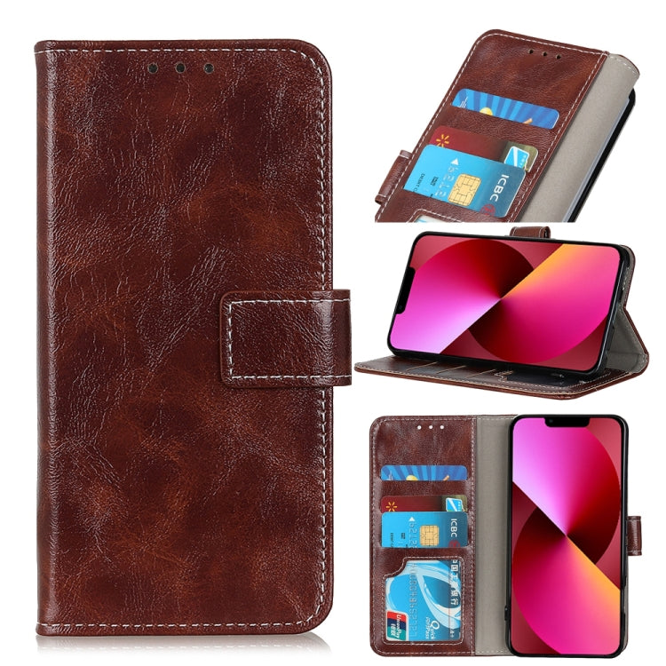 For iPhone 13 Retro Crazy Horse Texture Horizontal Flip Leather Case with Holder & Card Slots & Photo Frame & Wallet