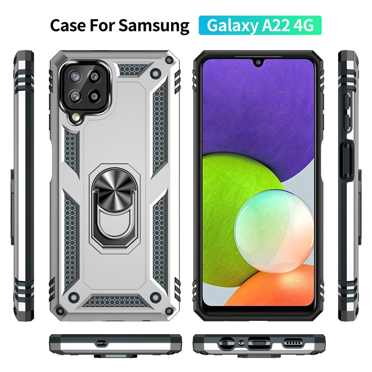For Samsung Galaxy A22 4G Shockproof TPU + PC Protective Case with 360 Degree Rotating Holder