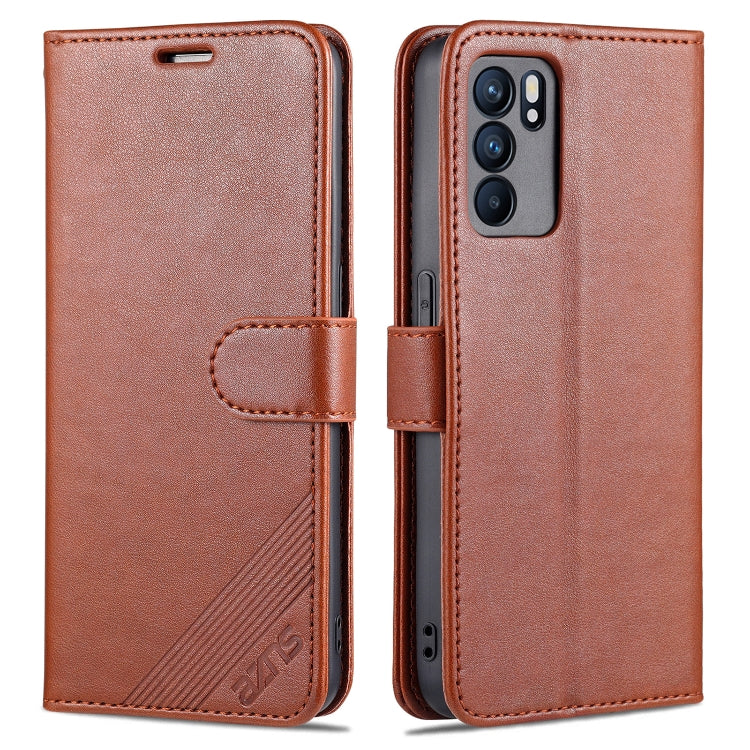 For OPPO Reno6 / Reno6 Pro 5G AZNS Sheepskin Texture Horizontal Flip Leather Case with Holder & Card Slots & Wallet