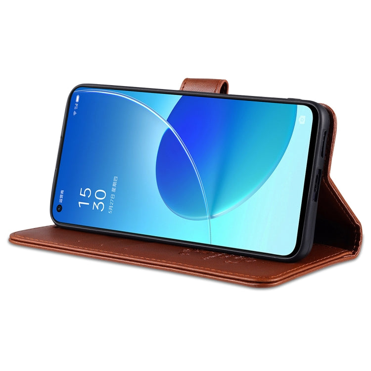 For OPPO Reno6 / Reno6 Pro 5G AZNS Sheepskin Texture Horizontal Flip Leather Case with Holder & Card Slots & Wallet