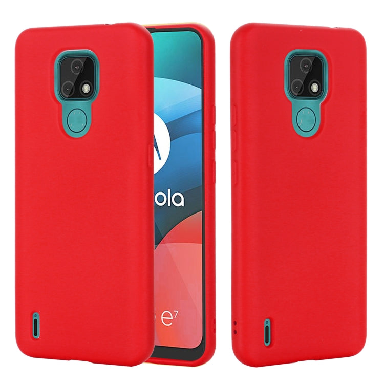 For Motorola Moto E7 2020 Pure Color Liquid Silicone Shockproof Full Coverage Case