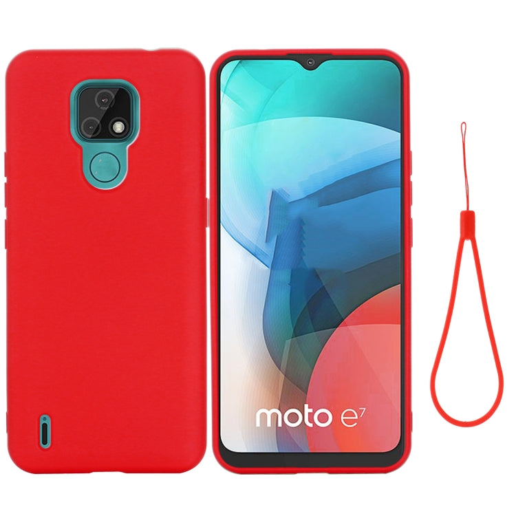 For Motorola Moto E7 2020 Pure Color Liquid Silicone Shockproof Full Coverage Case