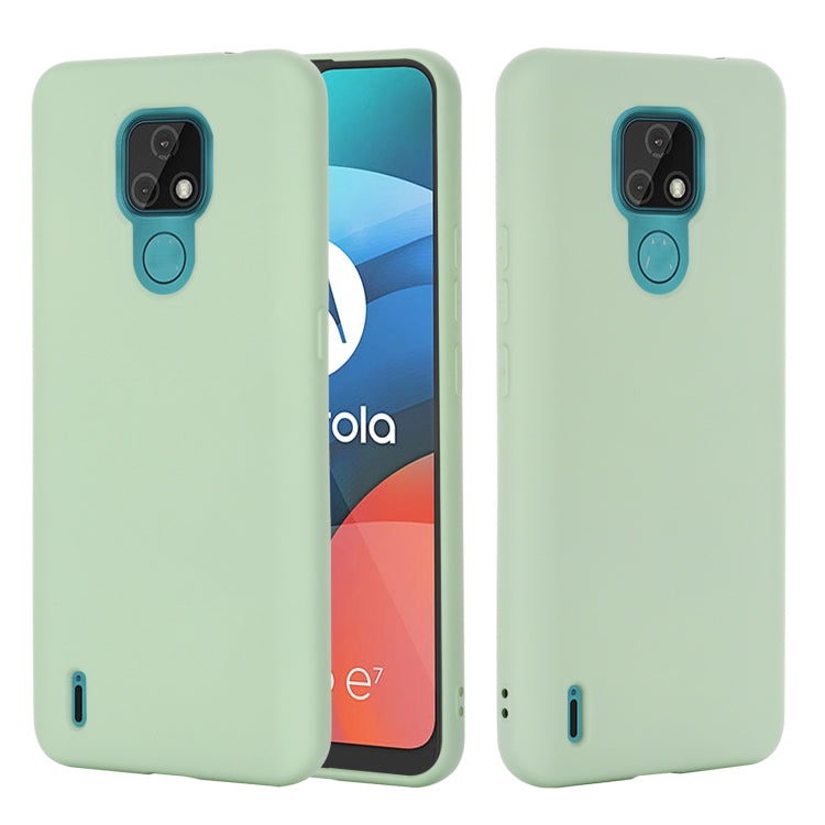 For Motorola Moto E7 2020 Pure Color Liquid Silicone Shockproof Full Coverage Case