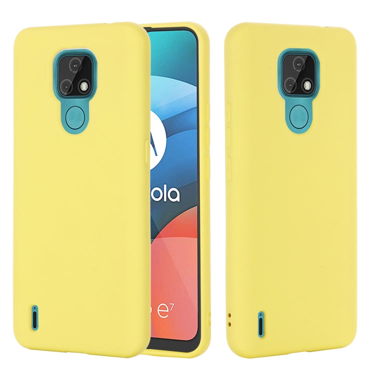 For Motorola Moto E7 2020 Pure Color Liquid Silicone Shockproof Full Coverage Case