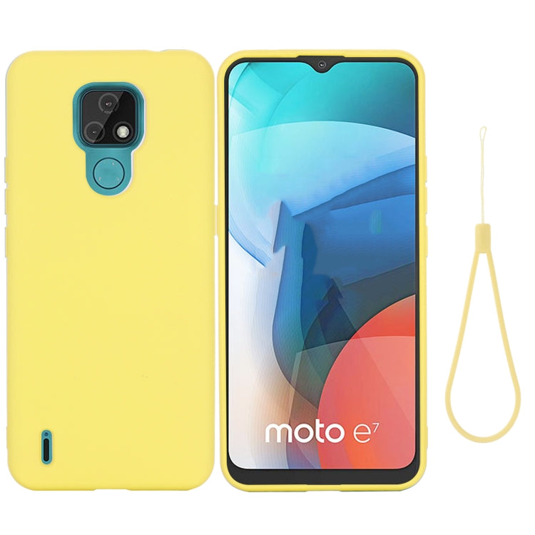 For Motorola Moto E7 2020 Pure Color Liquid Silicone Shockproof Full Coverage Case