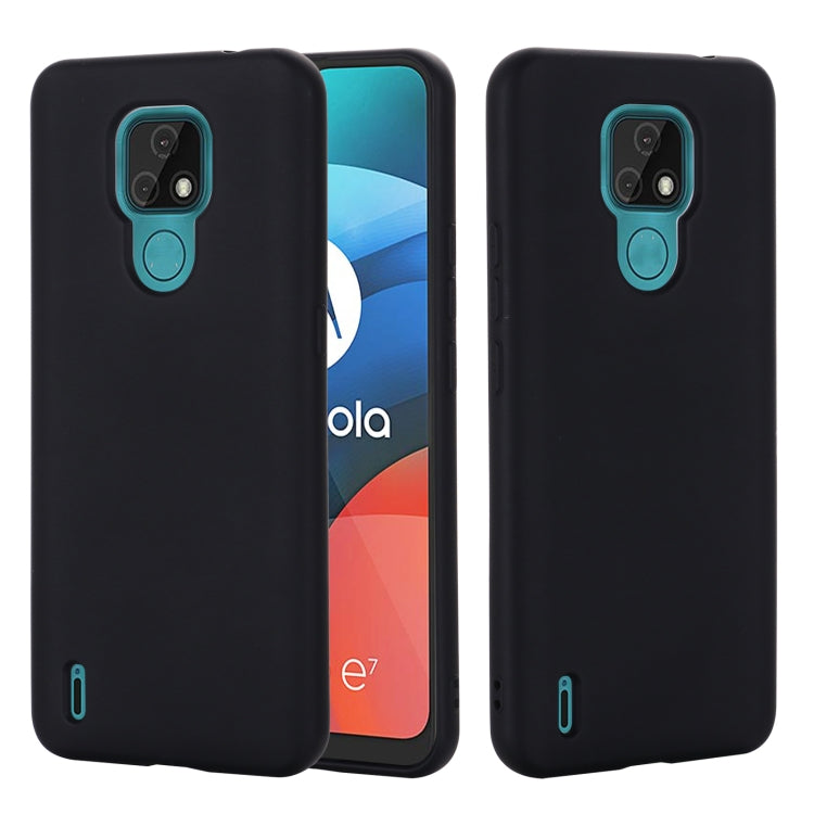 For Motorola Moto E7 2020 Pure Color Liquid Silicone Shockproof Full Coverage Case