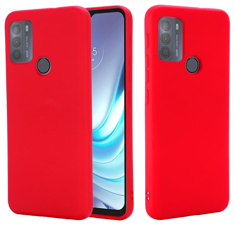 For Motorola Moto G50 Pure Color Liquid Silicone Shockproof Full Coverage Case