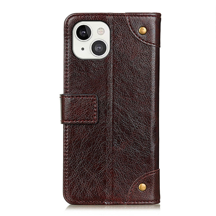 For iPhone 13 Copper Buckle Nappa Texture Horizontal Flip Leather Case with Holder & Card Slots & Wallet