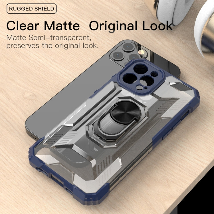 For iPhone 12 PC + TPU Shockproof Protective Case with Metal Ring Holder