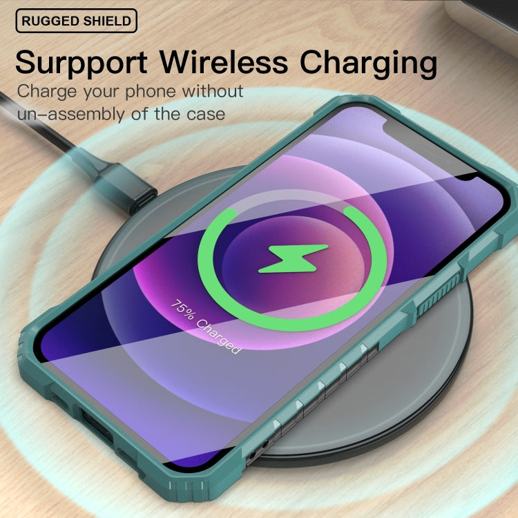 For iPhone 12 PC + TPU Shockproof Protective Case with Metal Ring Holder