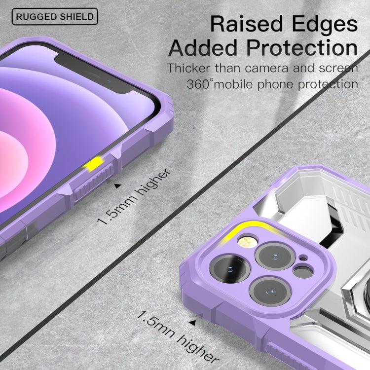 For iPhone 12 PC + TPU Shockproof Protective Case with Metal Ring Holder