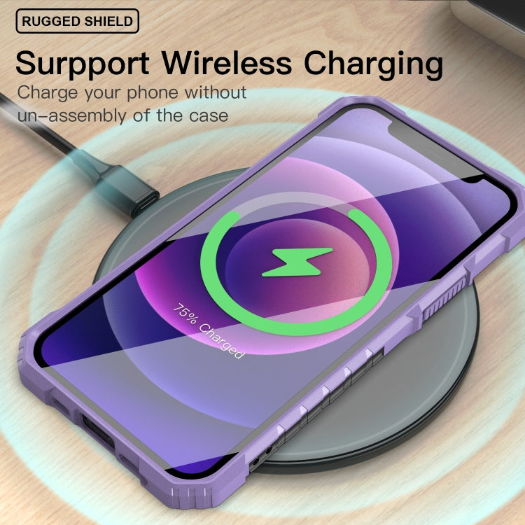 For iPhone 12 PC + TPU Shockproof Protective Case with Metal Ring Holder