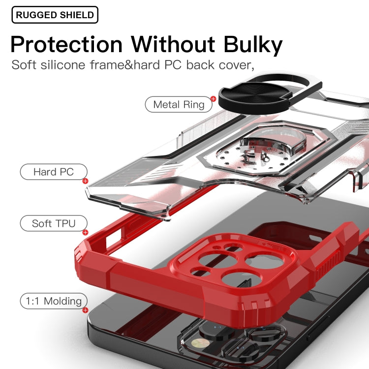 For iPhone 12 mini PC + TPU Shockproof Protective Case with Metal Ring Holder
