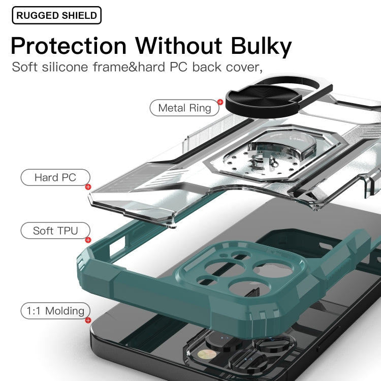 For iPhone 12 mini PC + TPU Shockproof Protective Case with Metal Ring Holder