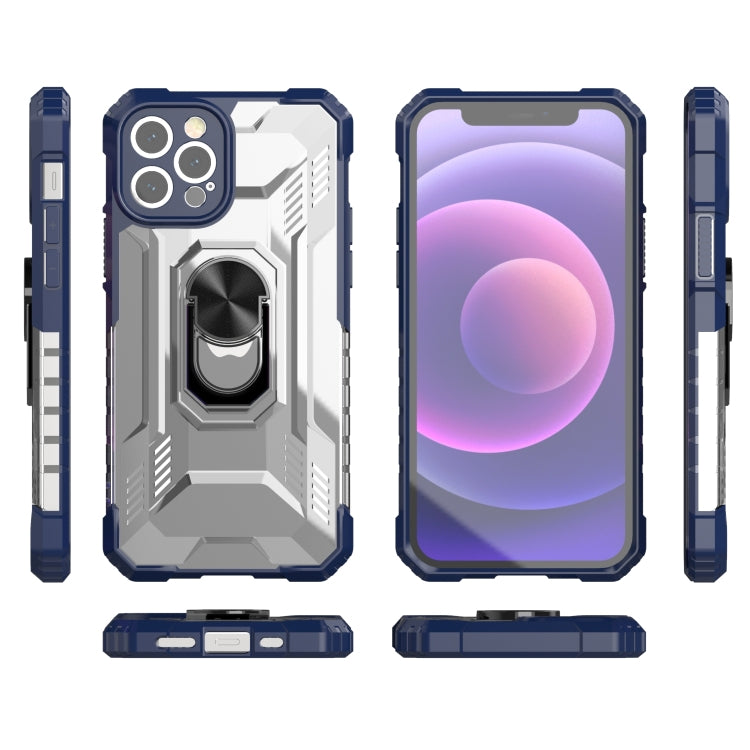 For iPhone 12 Pro PC + TPU Shockproof Protective Case with Metal Ring Holder