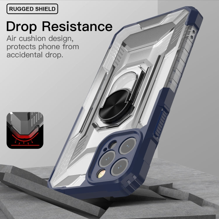 For iPhone 12 Pro PC + TPU Shockproof Protective Case with Metal Ring Holder