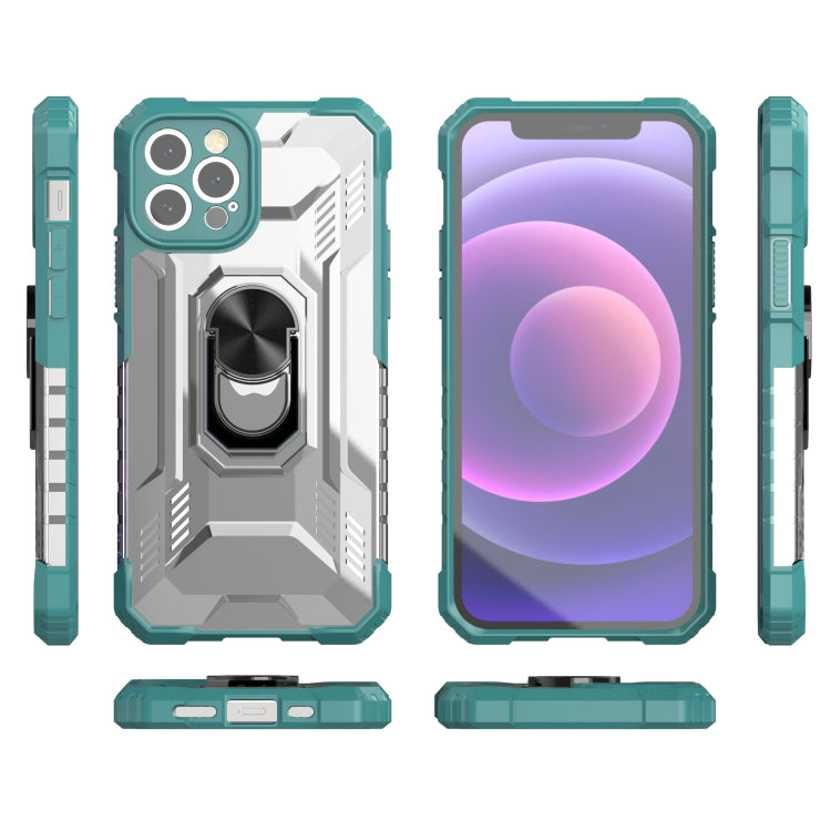 For iPhone 12 Pro PC + TPU Shockproof Protective Case with Metal Ring Holder