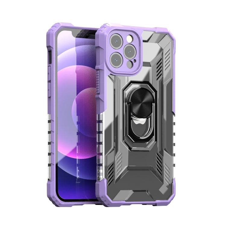 For iPhone 12 Pro PC + TPU Shockproof Protective Case with Metal Ring Holder