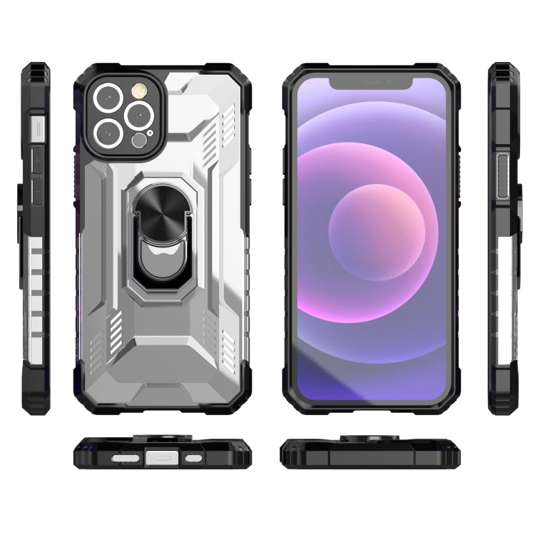 For iPhone 12 Pro Max PC + TPU Shockproof Protective Case with Metal Ring Holder